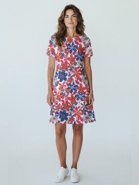 Animapop Red and Blue Raglan Sleeve V-Neck Sundress